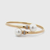 18K Yellow Gold Australian South Sea 12-13mm Cultured Pearl and Diamond Bangle