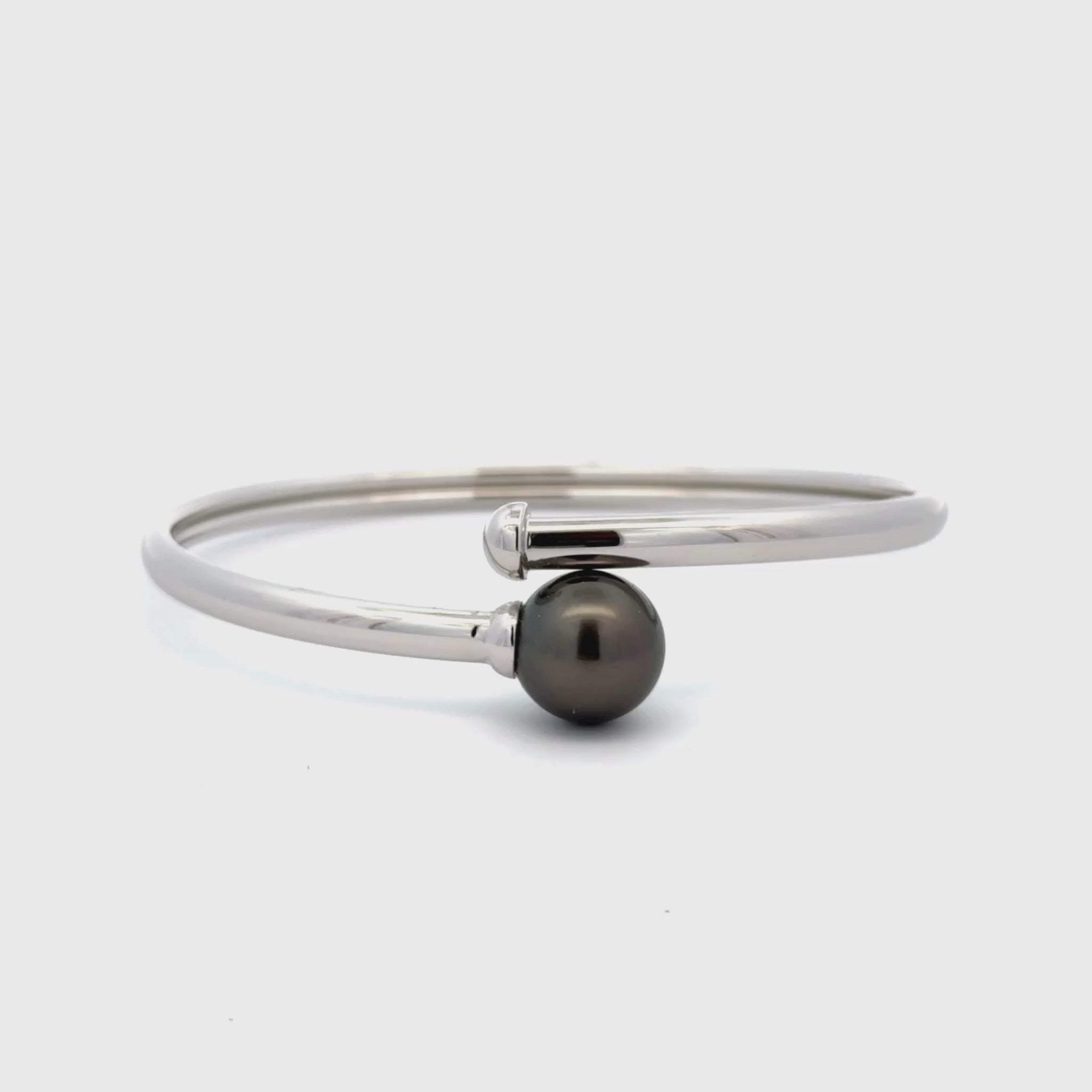 Pearl Bangle - Sterling top Silver