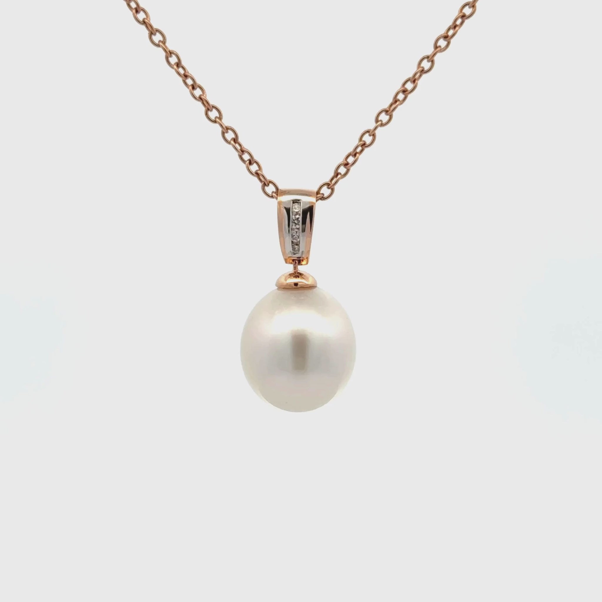 18K Rose Gold Australian South Sea 11-12 mm Cultured Pearl Pendant