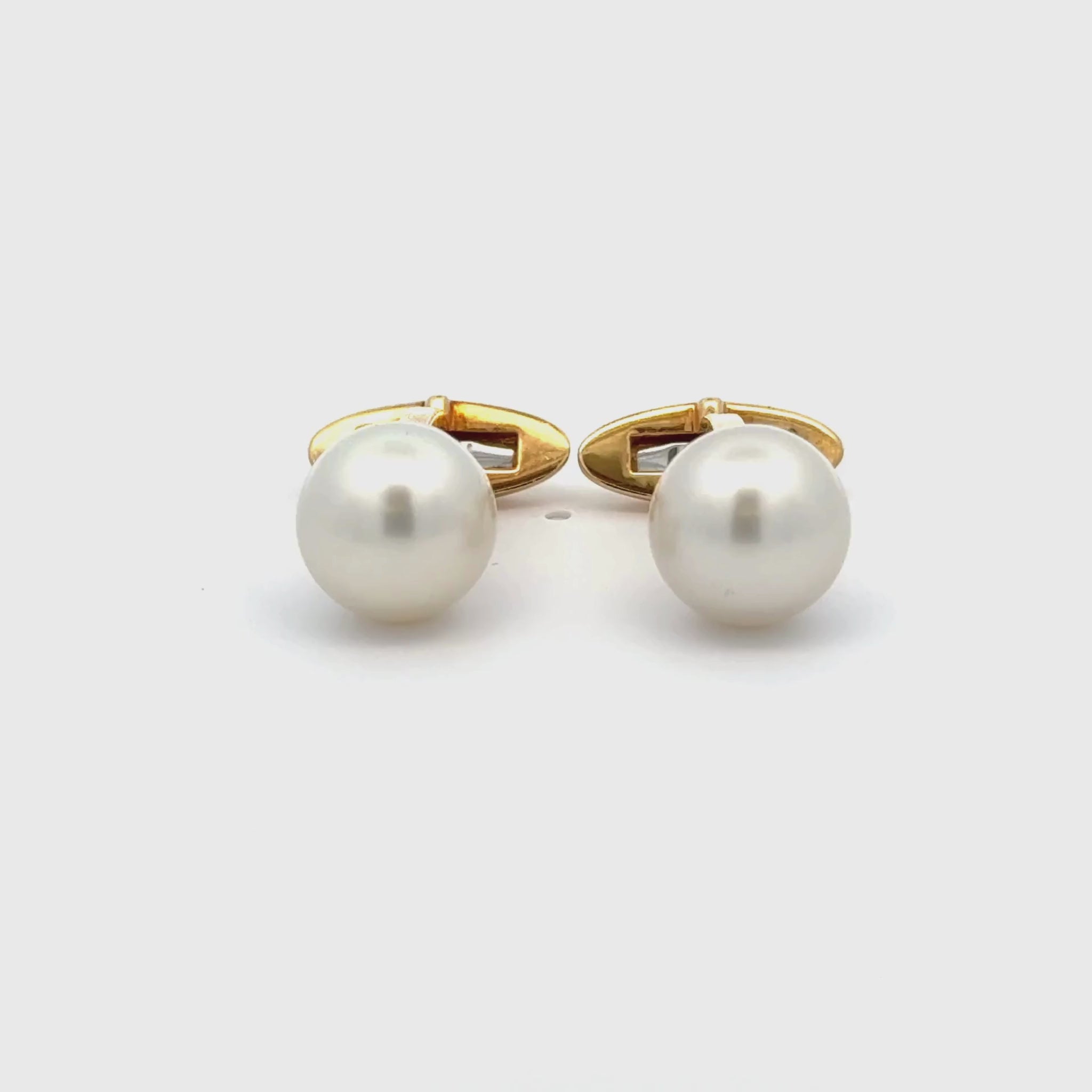 18K Yellow Gold Australian South Sea Cultured 11-12 mm Pearl Cufflinks