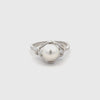 18K White Gold Australian South Sea 8-9mm Cultured Pearl and Diamond Ring