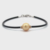 Sterling Silver and 9K Yellow Gold South Sea Cultured 9- 10mm Pearl Neoprene Bracelet