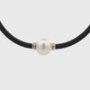 Sterling Silver & 9K Yellow Gold Australian South Sea 14-15mm Cultured Pearl Neoprene Necklace