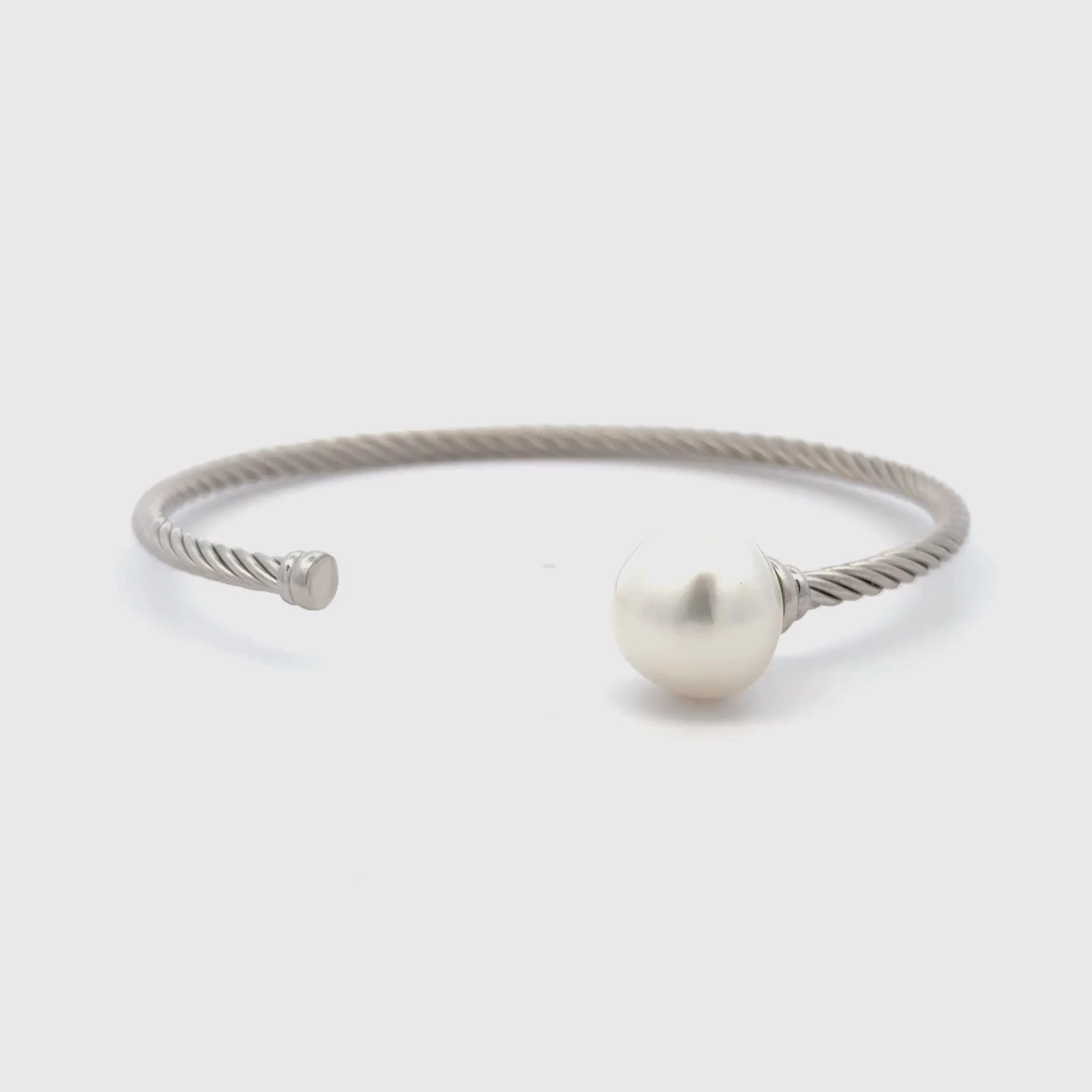 Pearl Bangle - Sterling top Silver