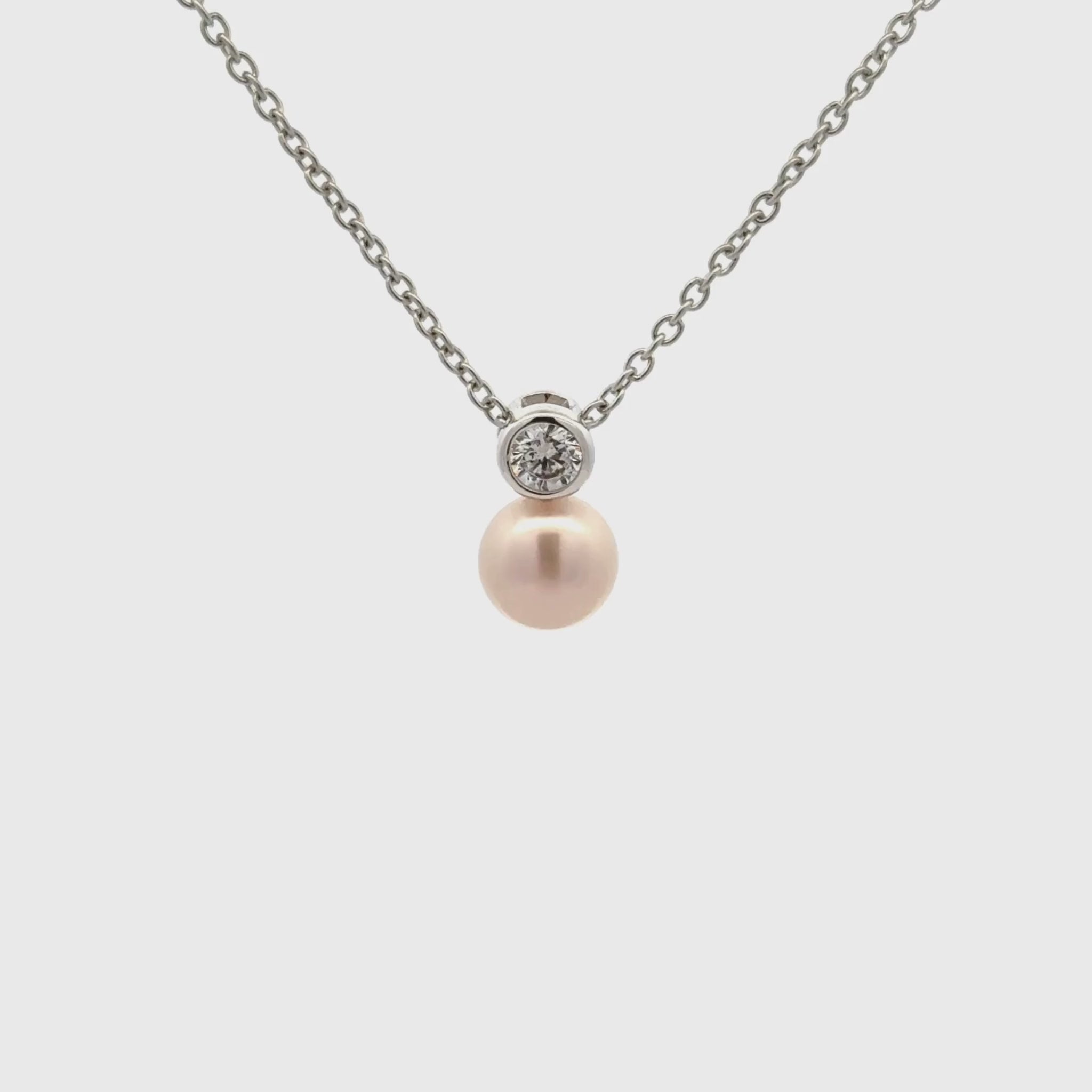 Sterling Silver Pink 7-8mm Freshwater Pearl & Swarovski Crystal Pendant