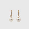 18K Yellow Gold Australian South Sea 10-11mm Cultured Pearl and Diamond Huggie Earrings