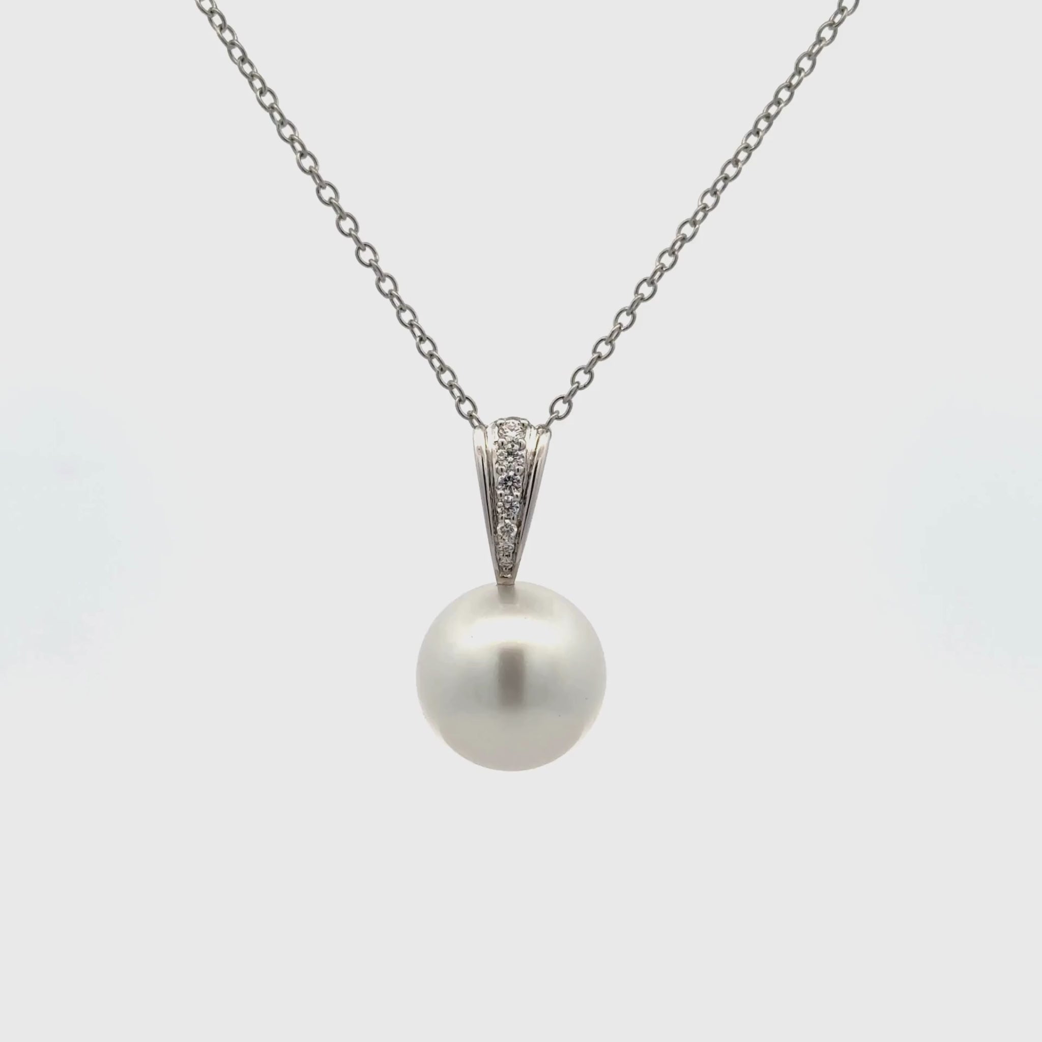 18K White Gold Australian South Sea 14-15mm Cultured Pearl and Diamond Pendant (price is for pendant only)