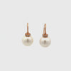 18K Rose Gold Australian South Sea Cultured 11-12 mm Pearl and Diamond Hook Earrings