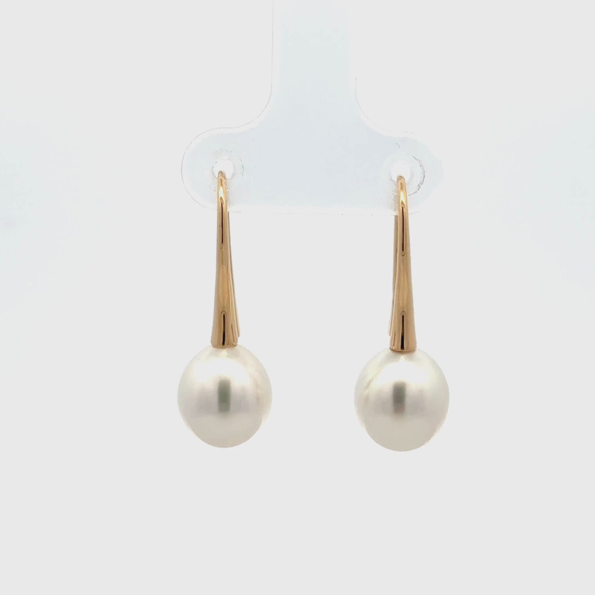 18K Yellow Gold Australian South Sea 9-10mm Cultured Pearl Hook Earrings