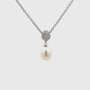 Sterling Silver White 8-9mm Freshwater Pearl & Swarovski Crystal Pendant