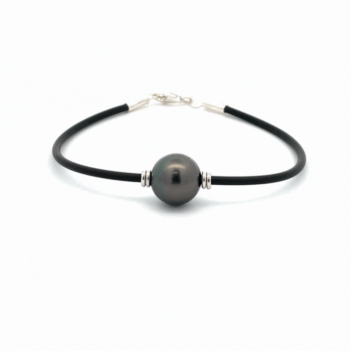 Tahitian Pearl, Unisex Bracelet, Hand Rolled Leather, Adjustable Size, Black  Pearl Bracelet, Leather Pearl Bracelet - Etsy