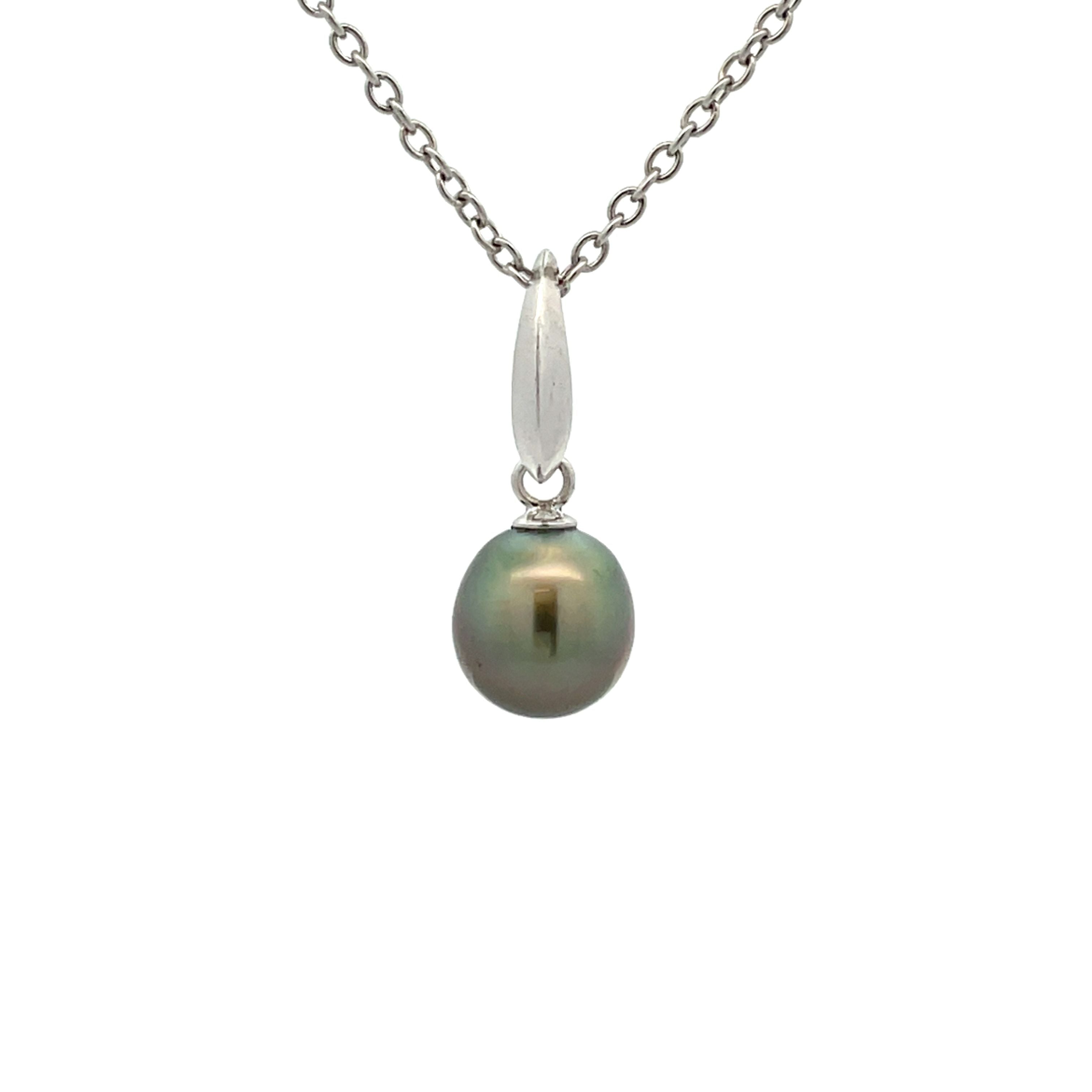 Sterling Silver Tahitian Cultured 8 9 mm Pearl Pendant